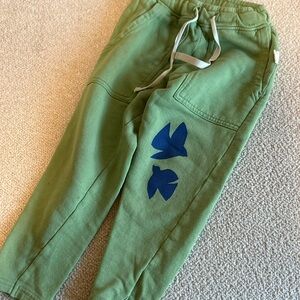 Kids Green Joggers with Blue Design